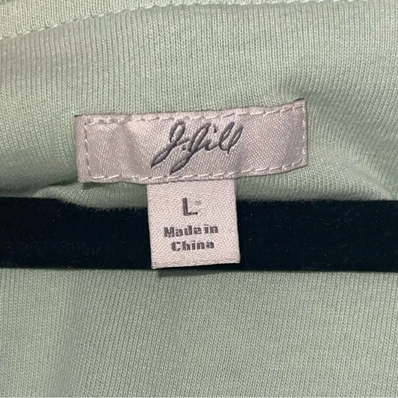 J Jill Linen Cotton Hooded Sweatshirt Light Green Size L Heavy weight Athleisure - Picture 9 of 14